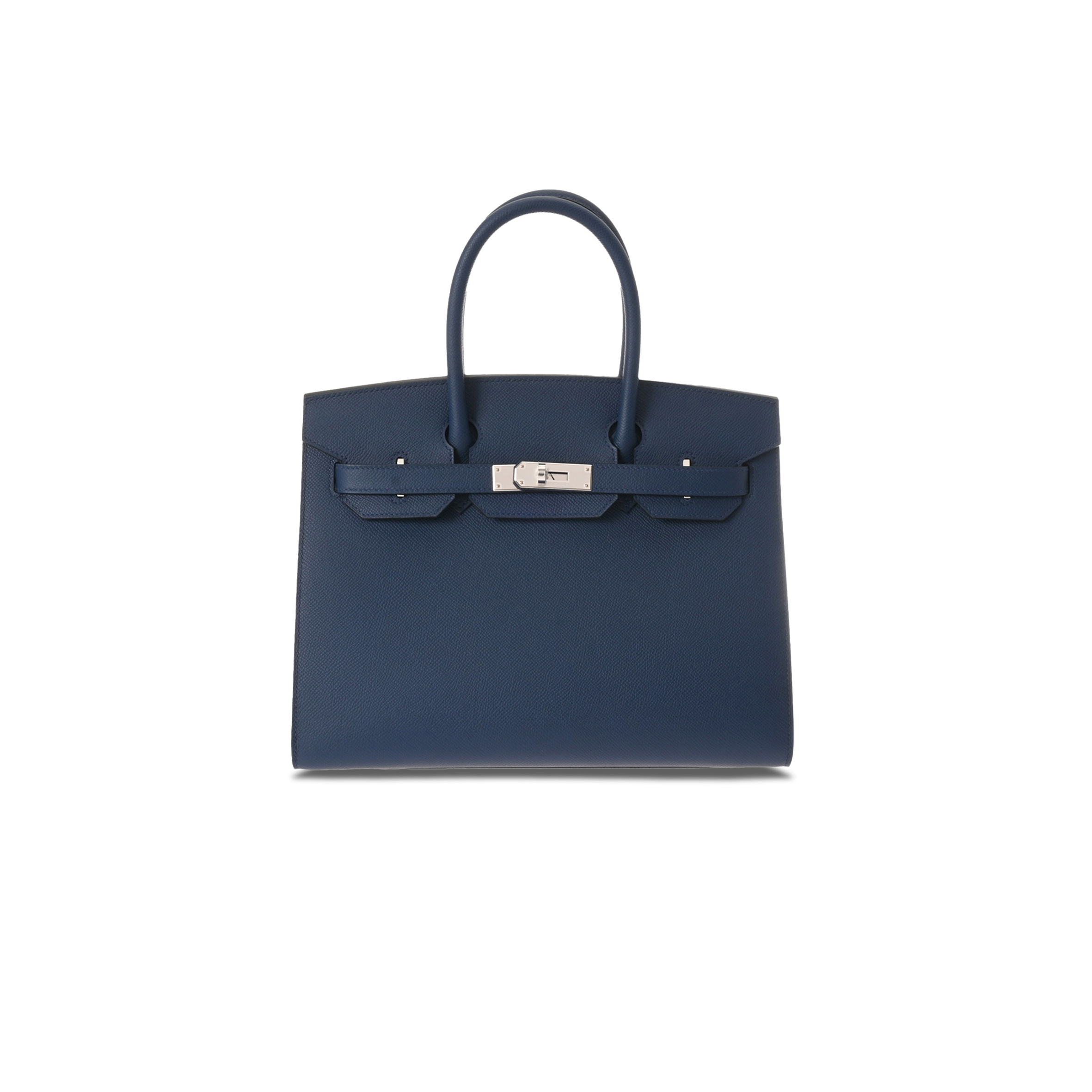 HERMES BIRKIN 30 EPSOM LEATHER DUCK BLUE SILVER BUCKLE PLATINUM BAG 614760 (30*23*15cm)